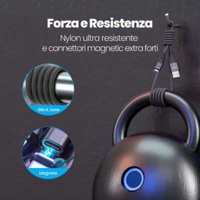 Cavo Usb 6in1 Magnetico TypeC Ricarica Rapida 5A 60W  Lightning Micro Usb I-products - immagine 2