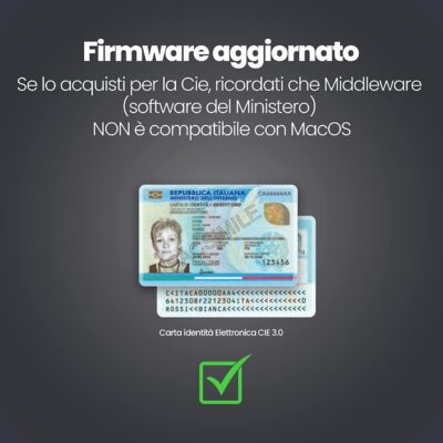 Lettore Carta Identità Elettronica ADJ CIE 3.0 Mac Windows Contactless Rfid Nfc - immagine 4