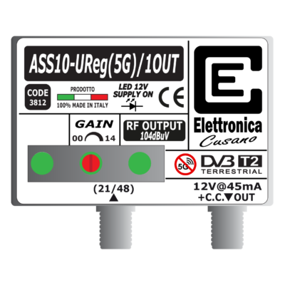 <p>Amplificatore TV per antenna 1 ingresso UHF da <strong>10dB con filtro 5G</strong> e 1 out con uscita IMD3 da 106dB&micro,V</p>