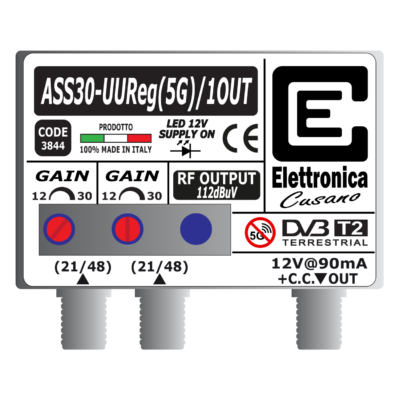 <p>Amplificatore TV per antenna 2 ingressi UHF da <strong>30dB con filtro 5G</strong> e 1 out con uscita IMD3 da 112dB&micro,V</p>