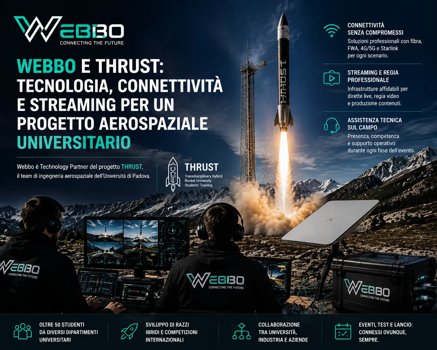 Webbo Technology Partner per il progetto THRUST con connettività e streaming professionale