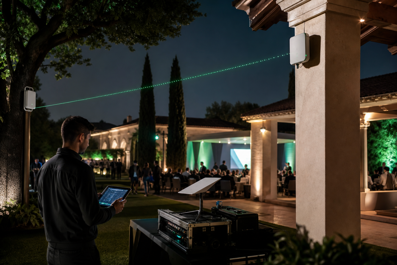 Copertura WiFi per eventi a Roma: soluzioni per agenzie Soluzione di copertura WiFi con access point e connettività satellitare per un evento aziendale